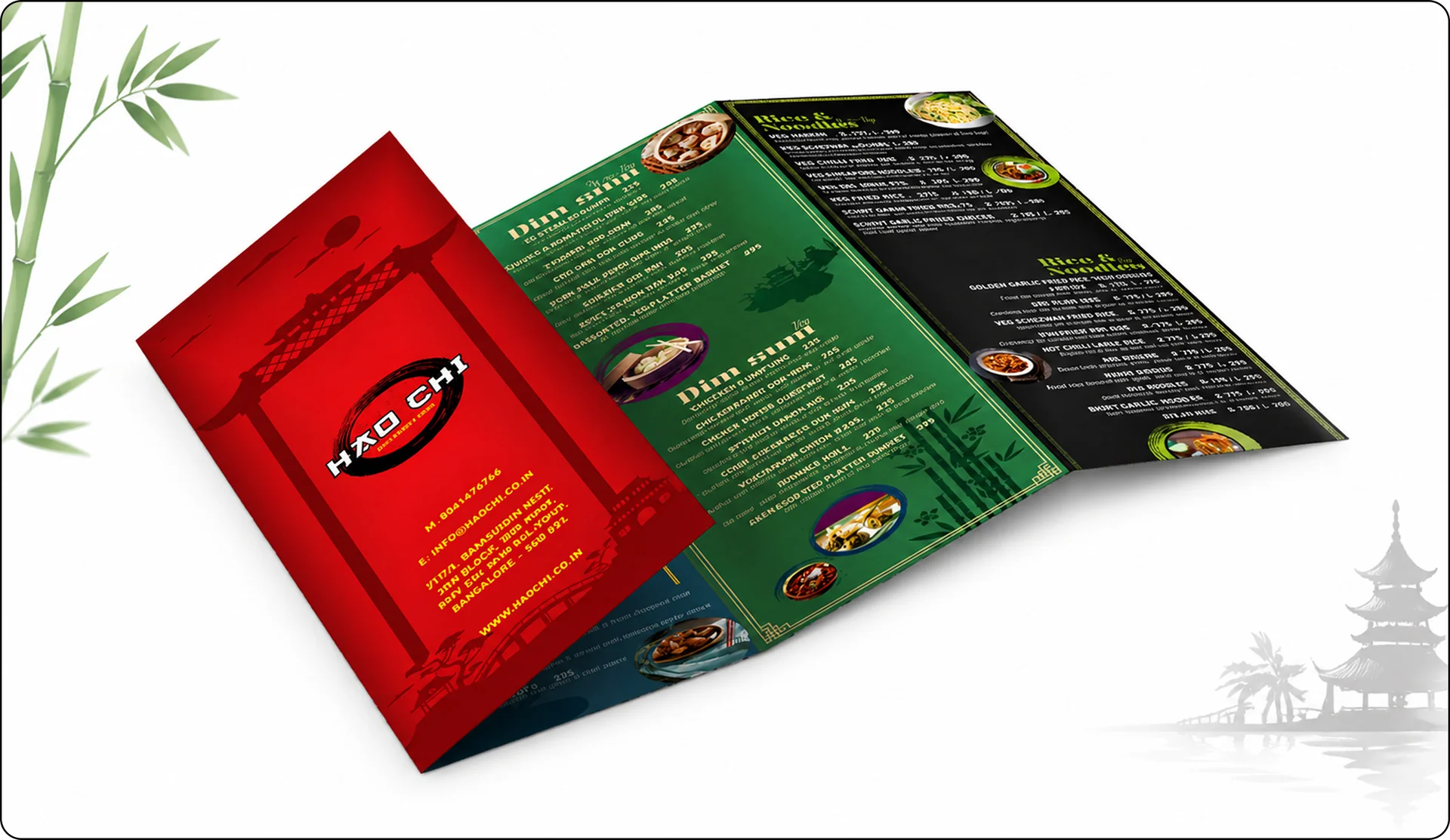 Hao Chi restaurant foldable menu page two design